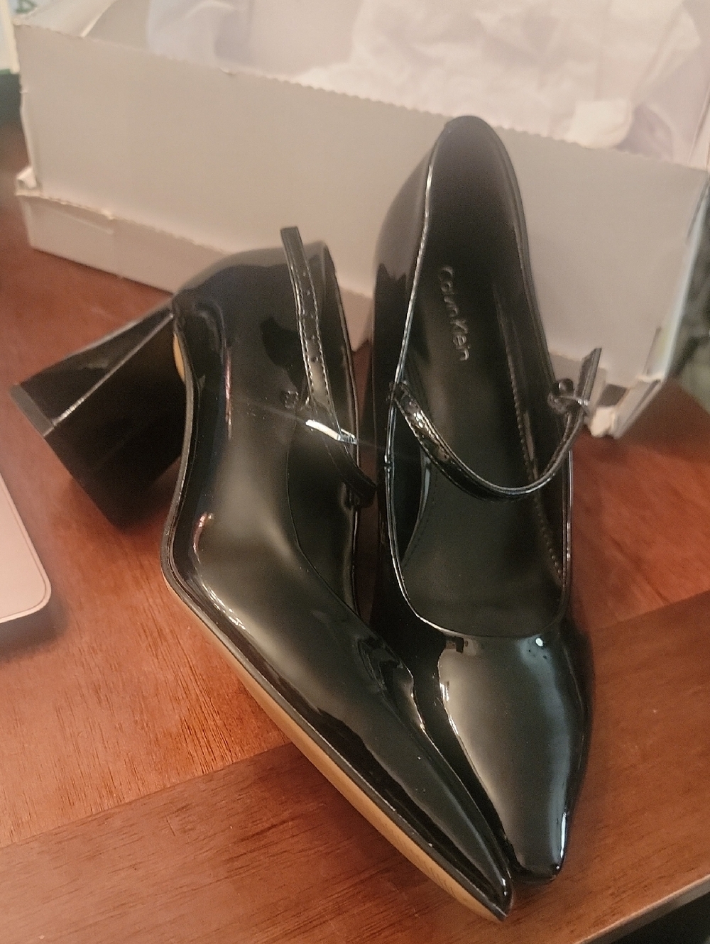 Calvin Klein Black Patent Mary Jane Block Heels - Picture 12 of 15